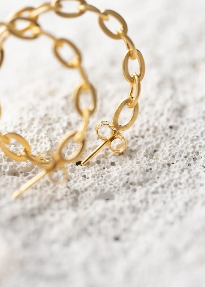 Row Chain Hoops - Guld