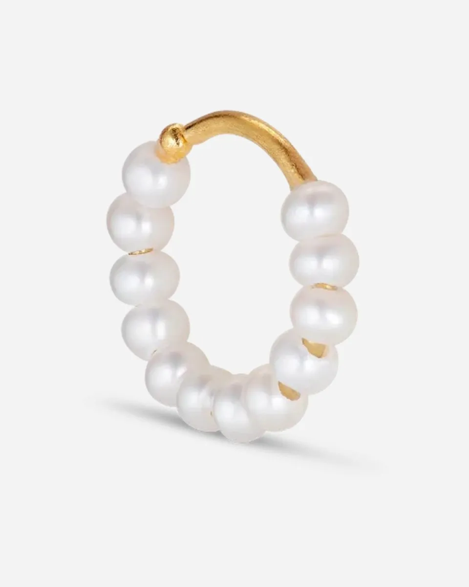 Row Pearl Twist Earring - Guld