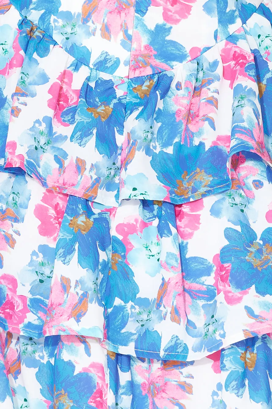 Running Errands Frill Mini Dress Blue