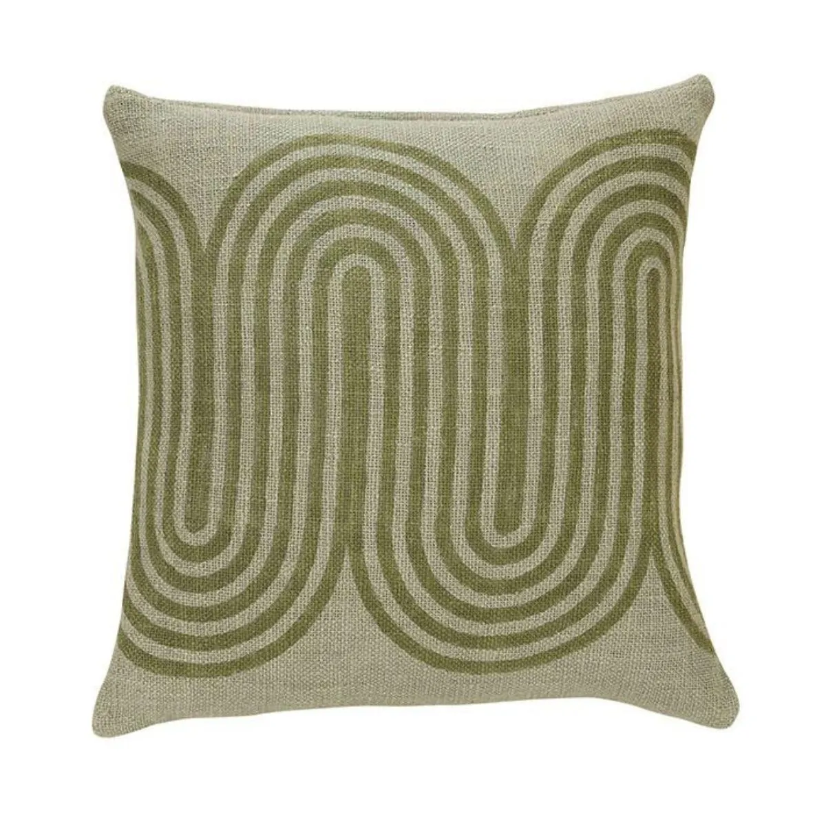 Sage Cotton Block Printed Square Pillow