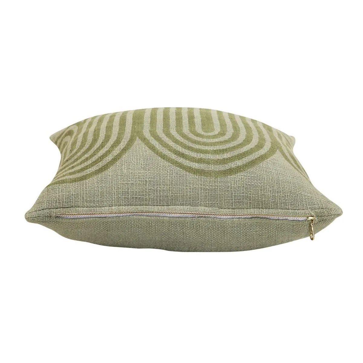 Sage Cotton Block Printed Square Pillow