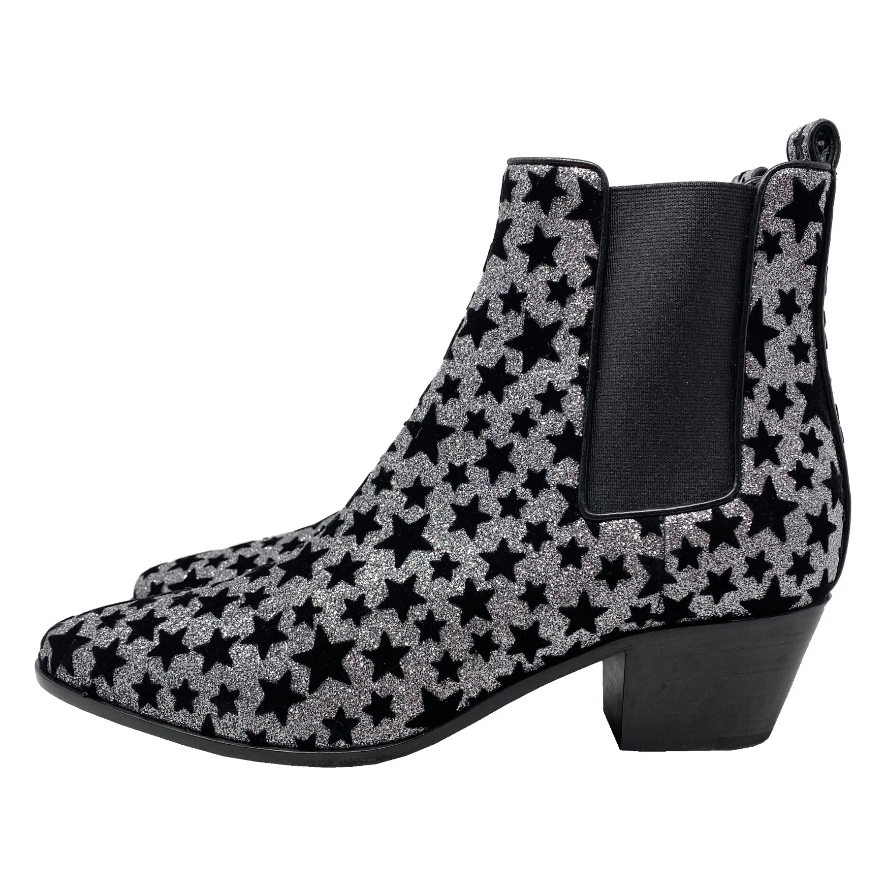 Saint Laurent Chelsea Rock Star 40 Glitter Boots Size EU 36.5