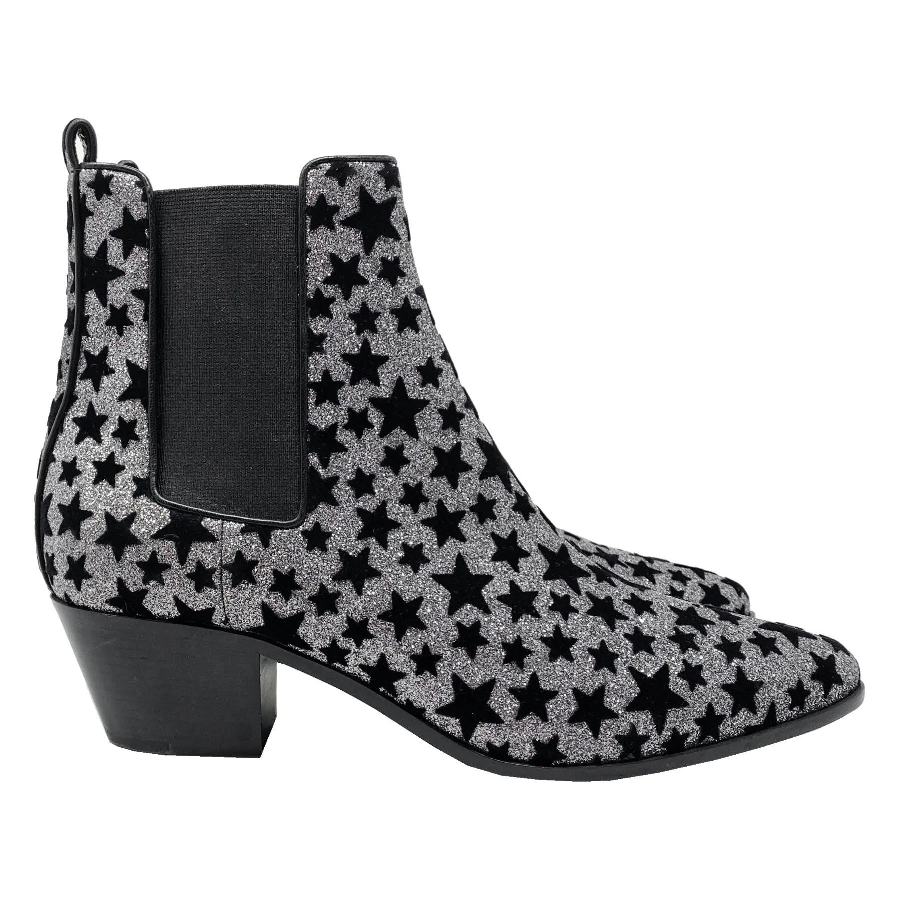Saint Laurent Chelsea Rock Star 40 Glitter Boots Size EU 36.5