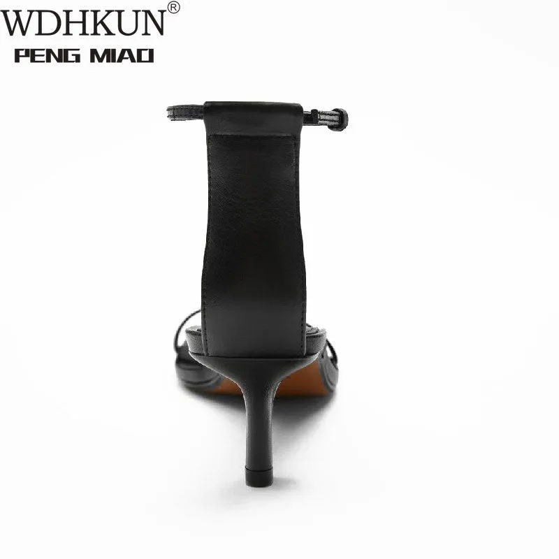 Sandals Sexy Square Head Strap High Heels Basic Shoes Casual Party Pumps Female Summer Size 35-43