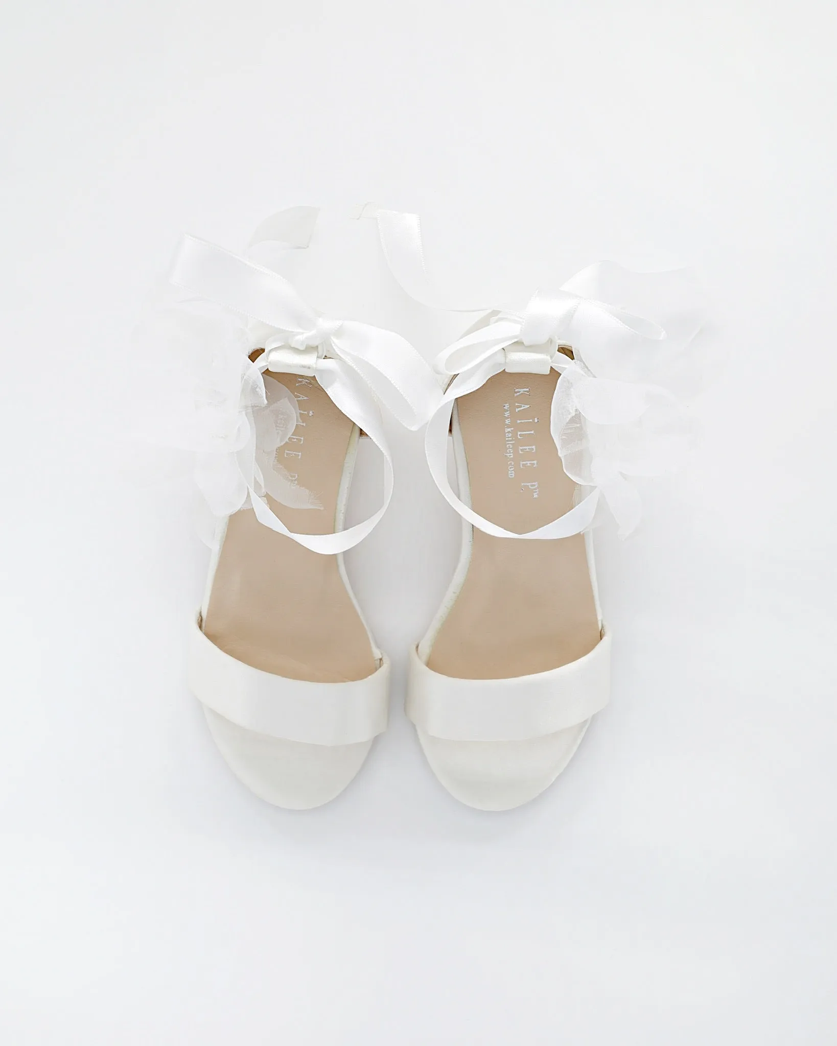 Satin Block Heel Girls Sandals with Ophelia Flowers