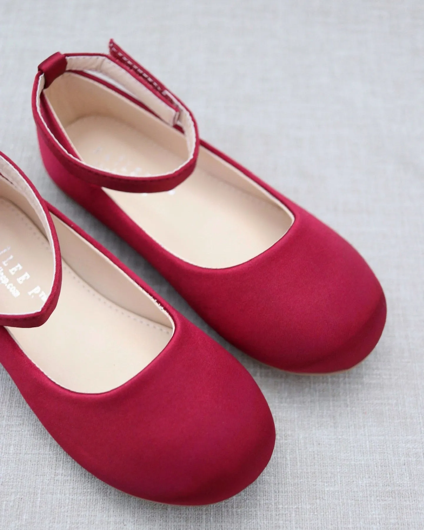 Satin Flats with Velcro Ankle Strap