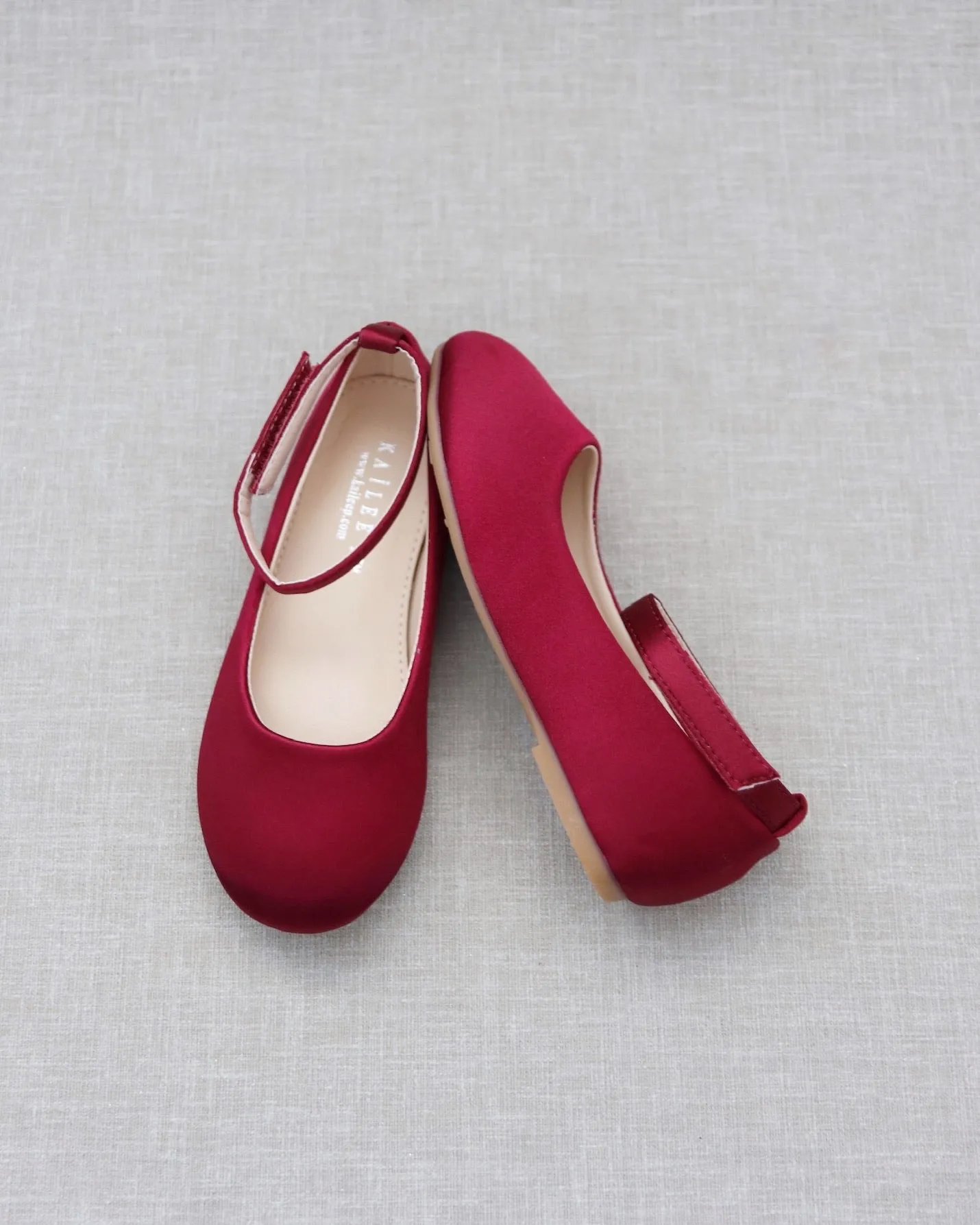 Satin Flats with Velcro Ankle Strap