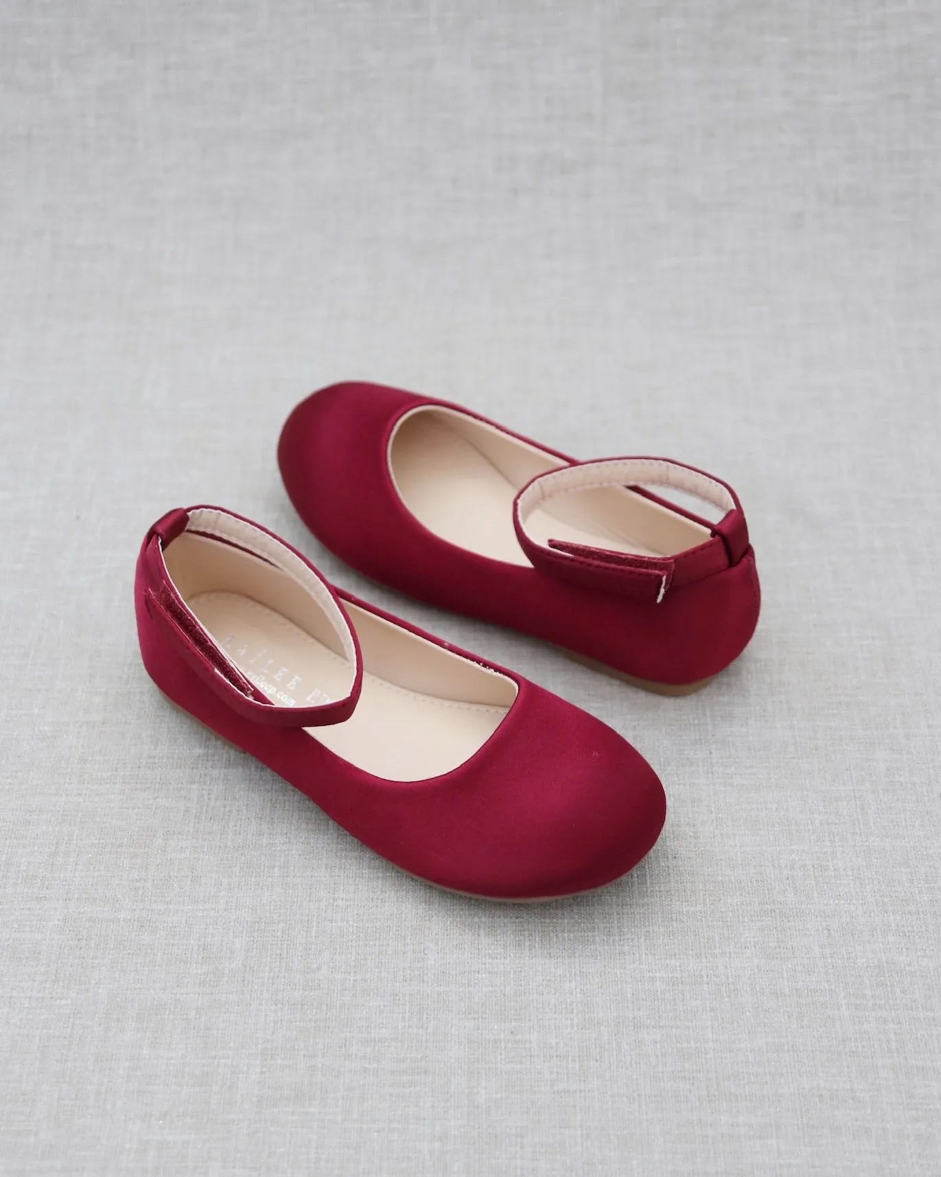 Satin Flats with Velcro Ankle Strap
