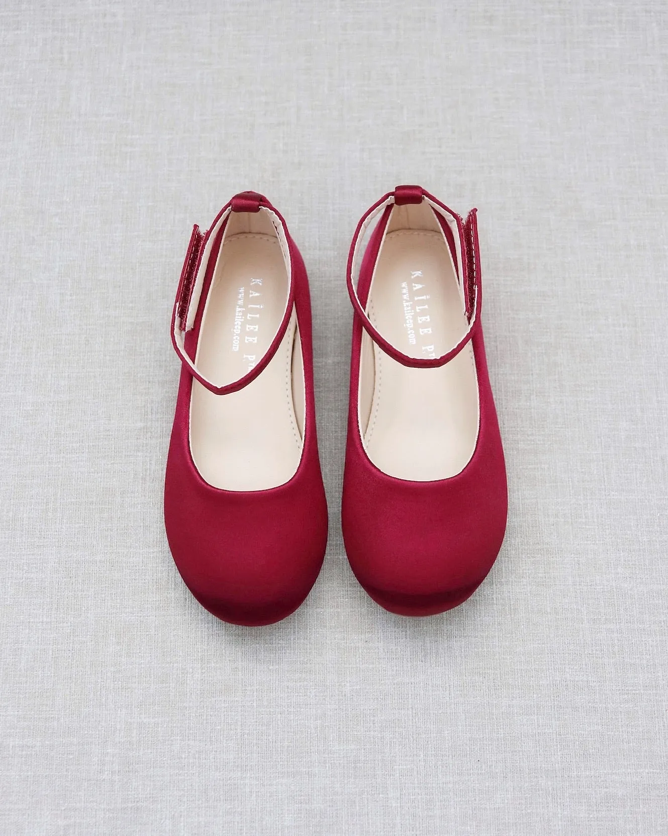 Satin Flats with Velcro Ankle Strap