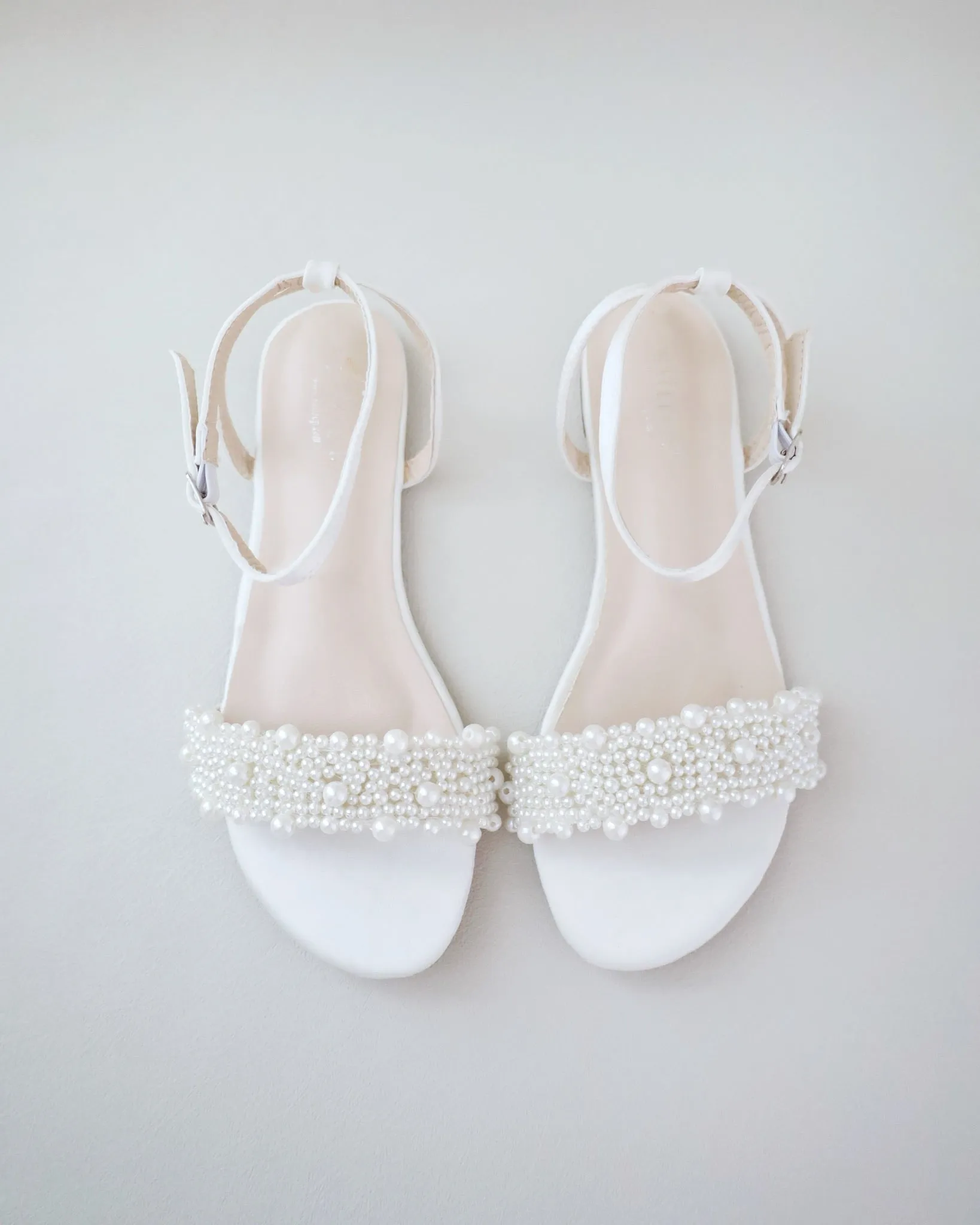 Satin Wedding Flat Sandal with Perla Applique