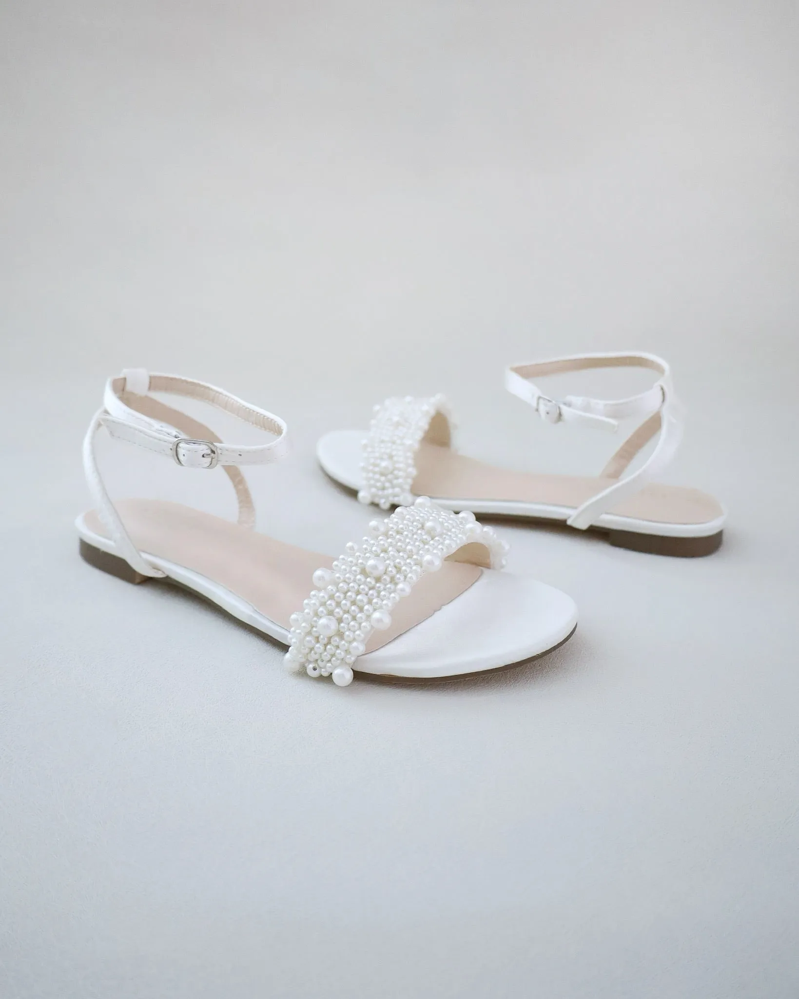 Satin Wedding Flat Sandal with Perla Applique