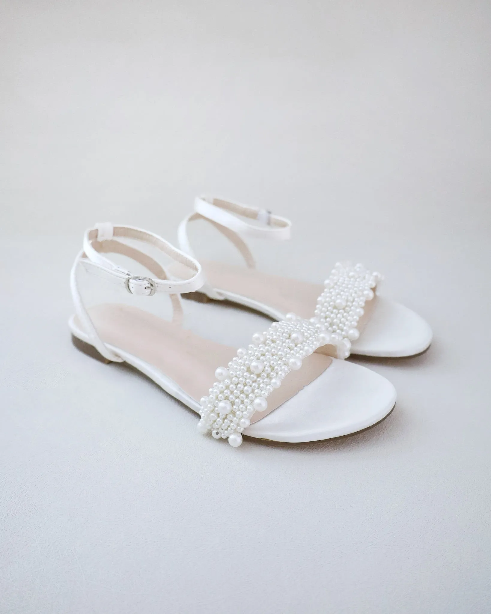 Satin Wedding Flat Sandal with Perla Applique