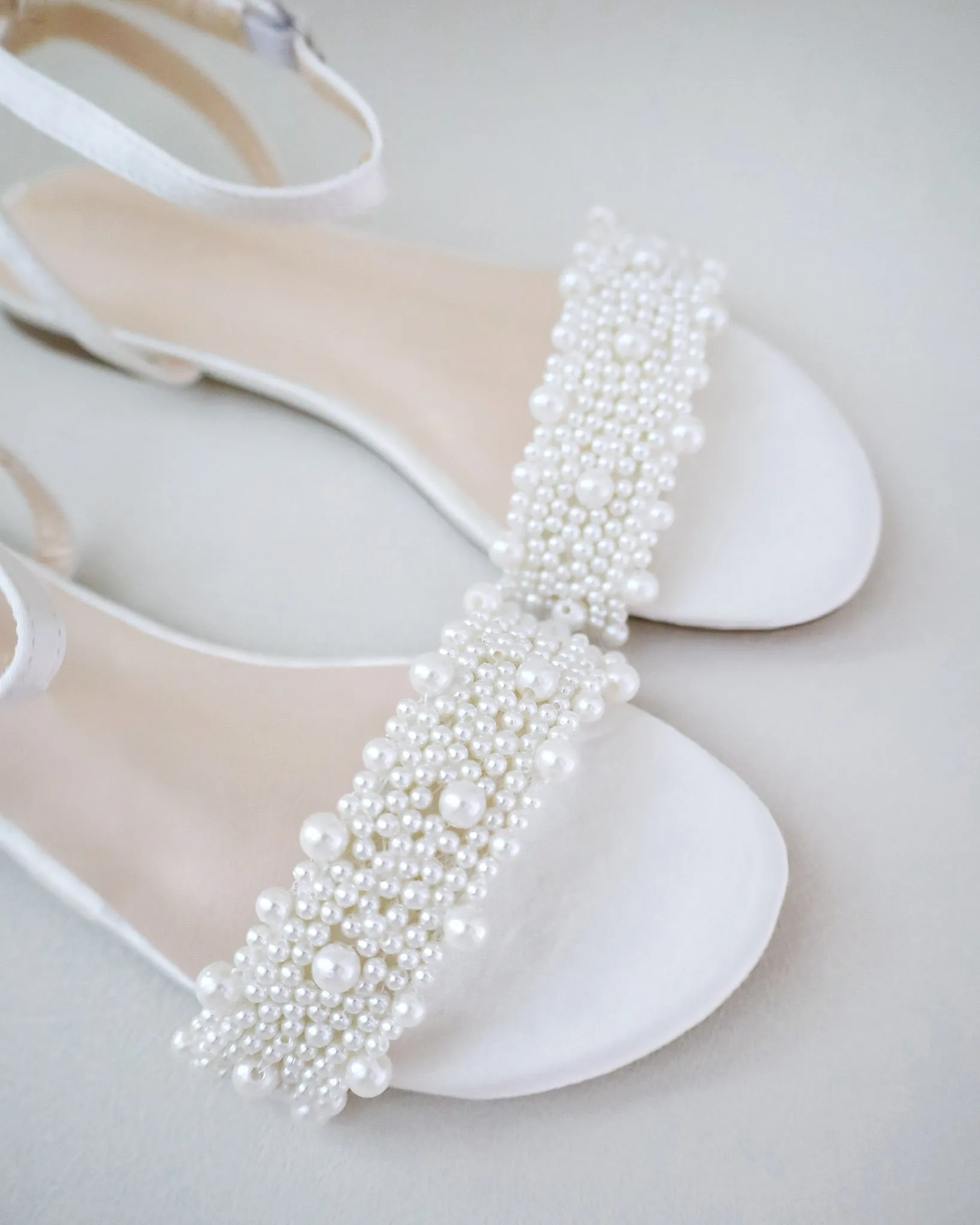 Satin Wedding Flat Sandal with Perla Applique