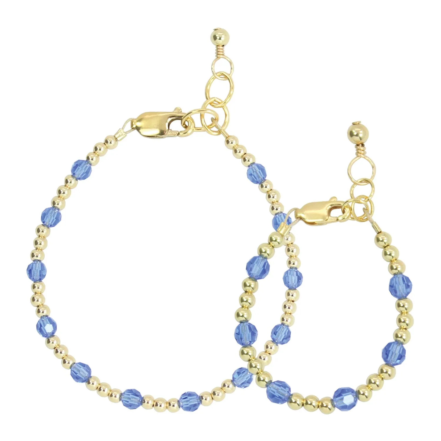 September Birthstone Dotted Mom   Mini Bracelet Set (3MM   4MM Beads)
