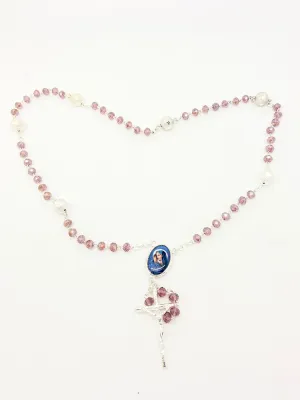 Seven Sorrows Purple Crystal Rosary - Silver