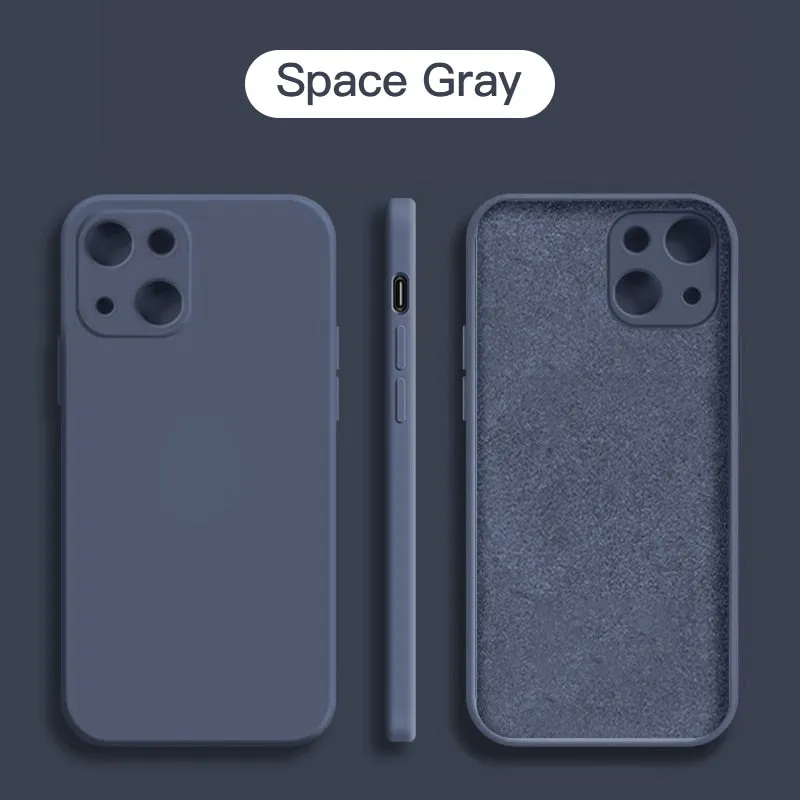 Shockproof Square Liquid Silicone iPhone Case - Monochrome Colors