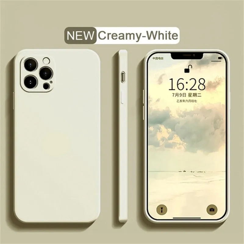 Shockproof Square Liquid Silicone iPhone Case - Monochrome Colors