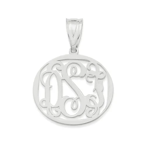 Small Oval Monogram Pendant - Sterling Silver or Solid Gold