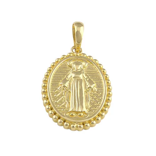 Solid 14K Gold Virgin Mary Pendant