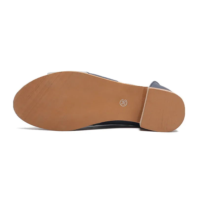 Spring and Summer Fish Mouth Color Matching Mouth Low Square with Large Size Ladies Sandals