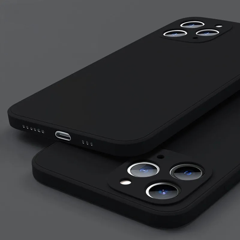 Square Liquid Silicone Case For iPhone With Lens Protection