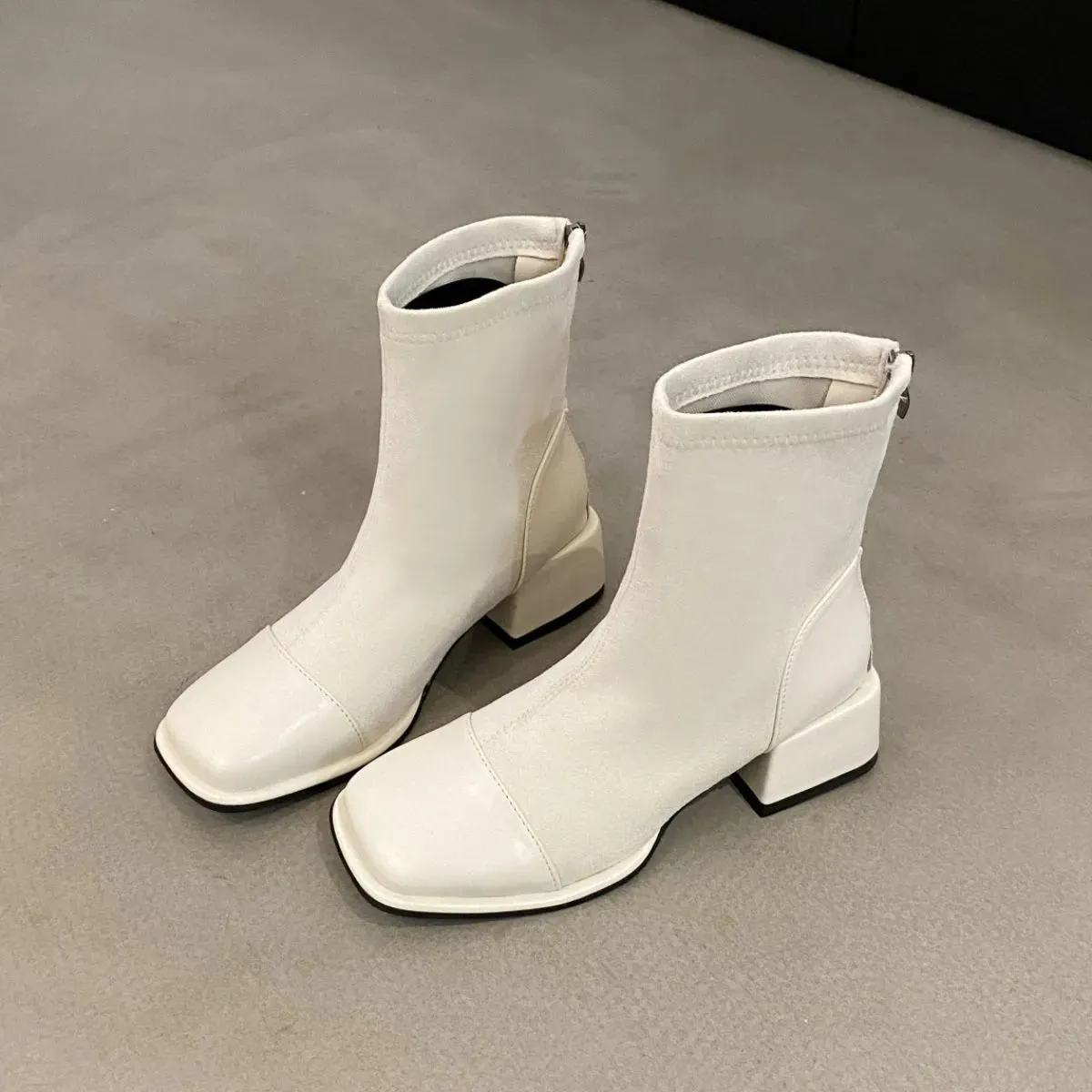 Square Toe Block Heels Boots
