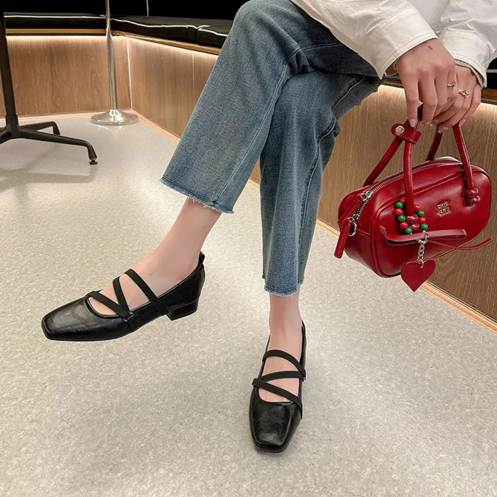 Square Toe Block Heels Loafers & Slip-Ons