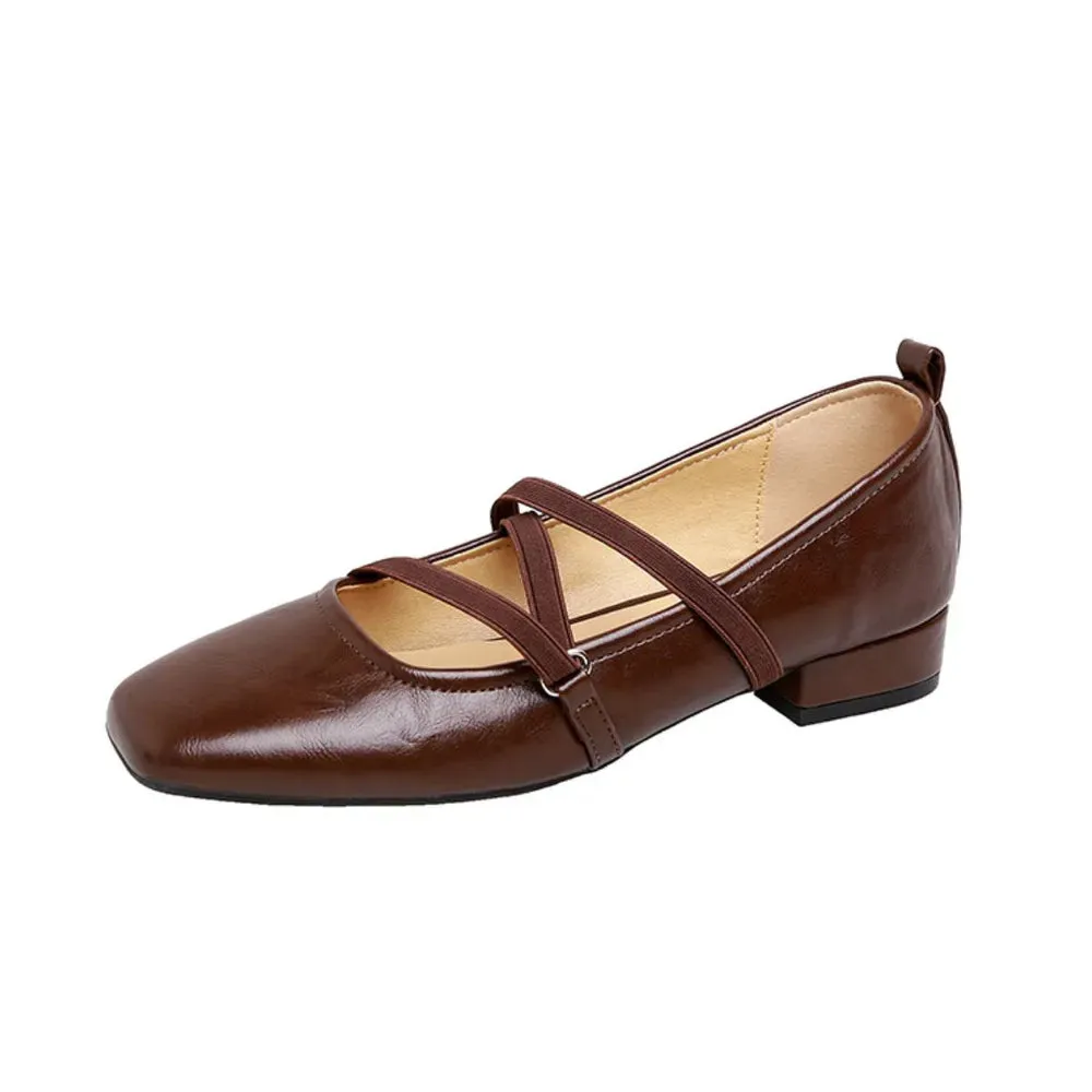 Square Toe Block Heels Loafers & Slip-Ons