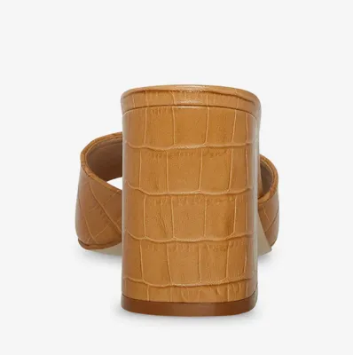 Square Toe Crocodile Block Heel