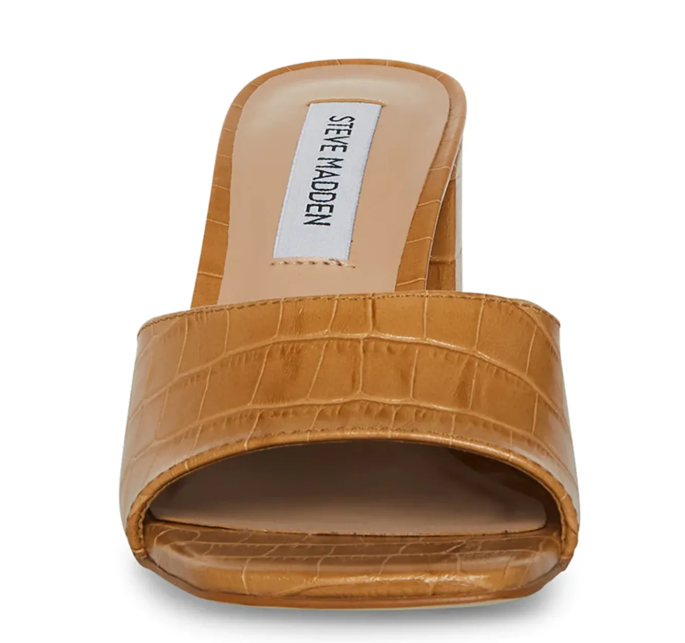 Square Toe Crocodile Block Heel