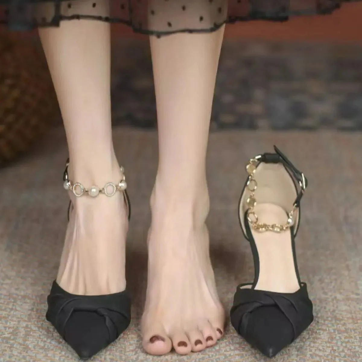 Square Toe Flare Heels Pumps