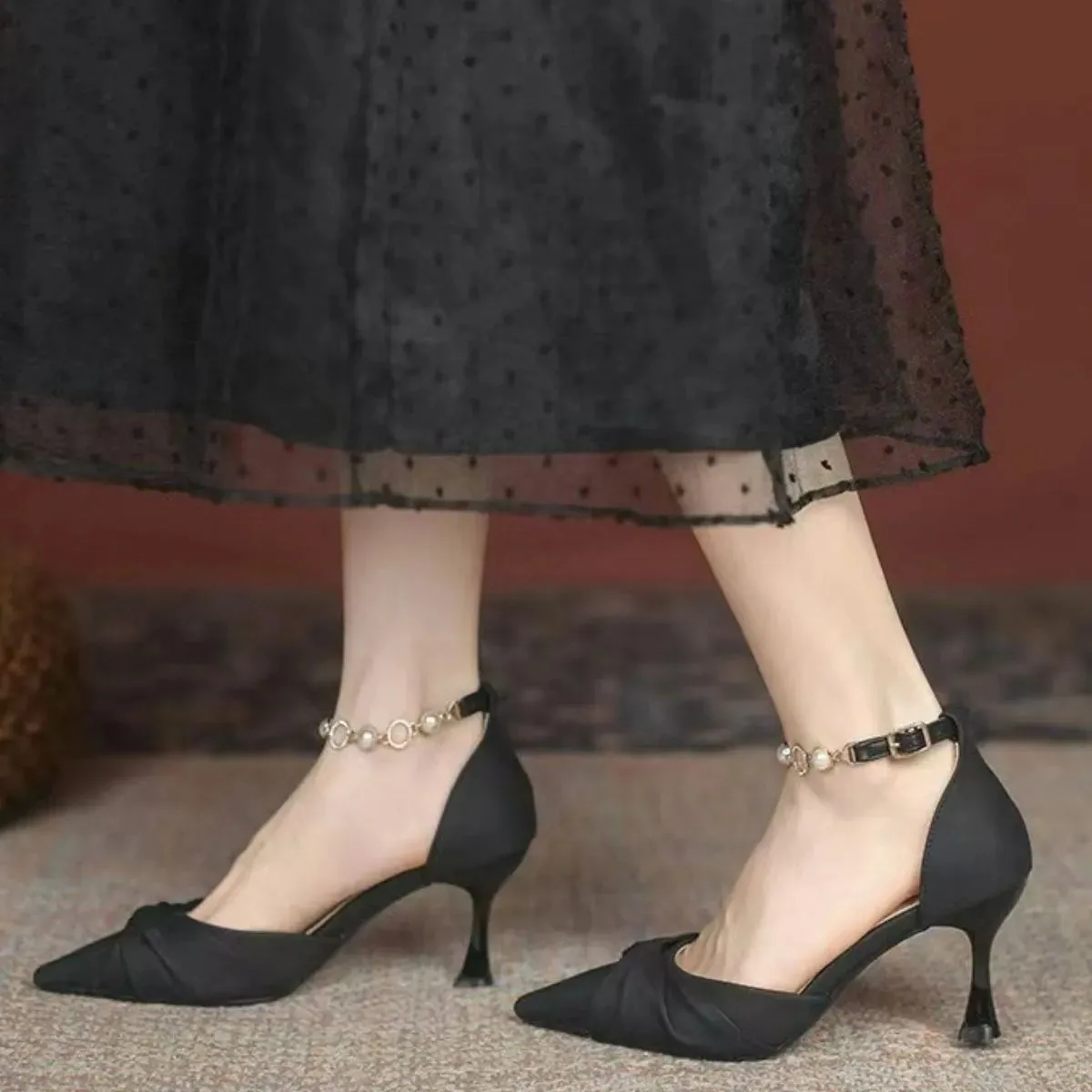 Square Toe Flare Heels Pumps