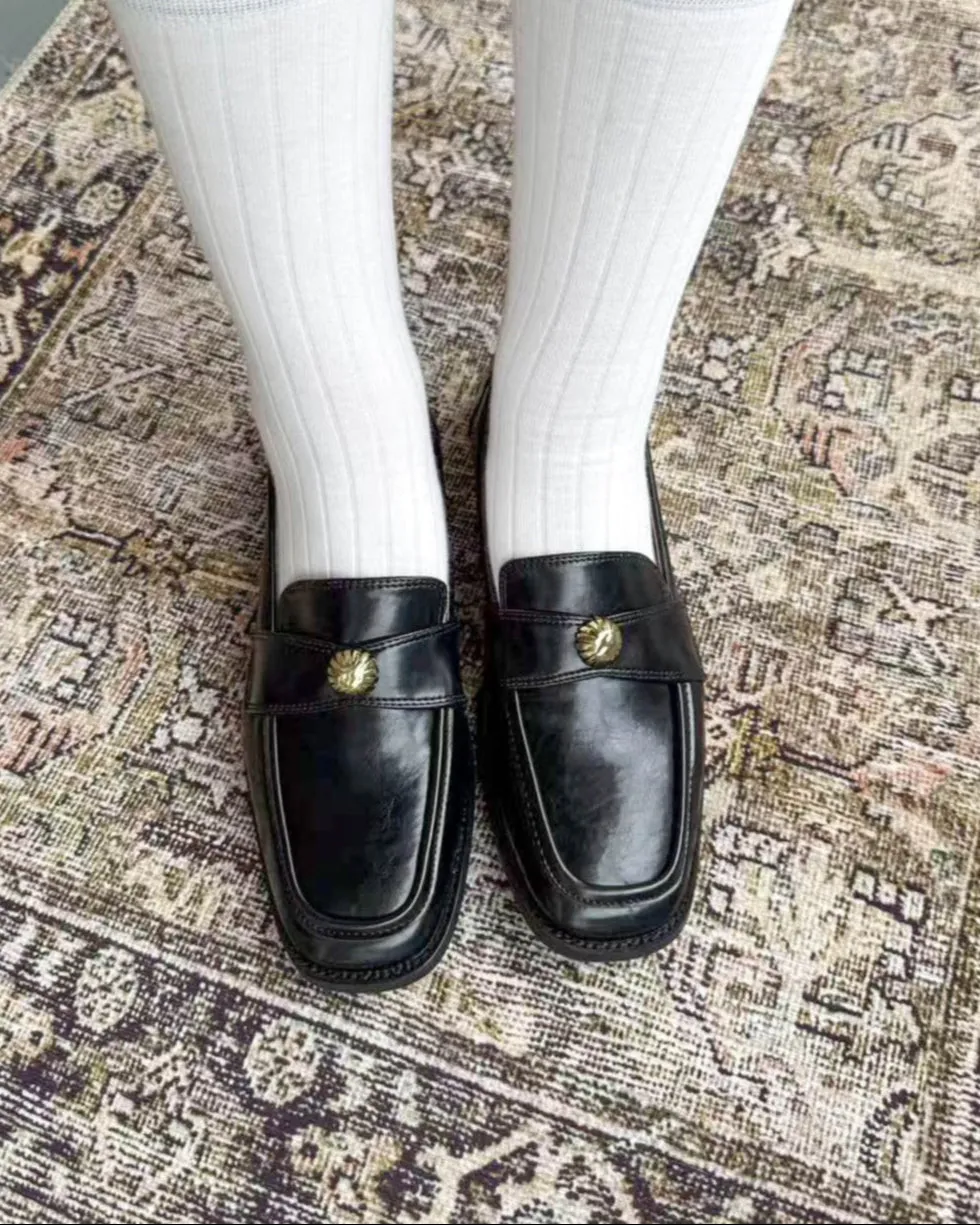 Square Toe Solid Loafers