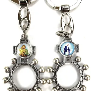 St. Joseph and Mary Decade Rosary Keychain