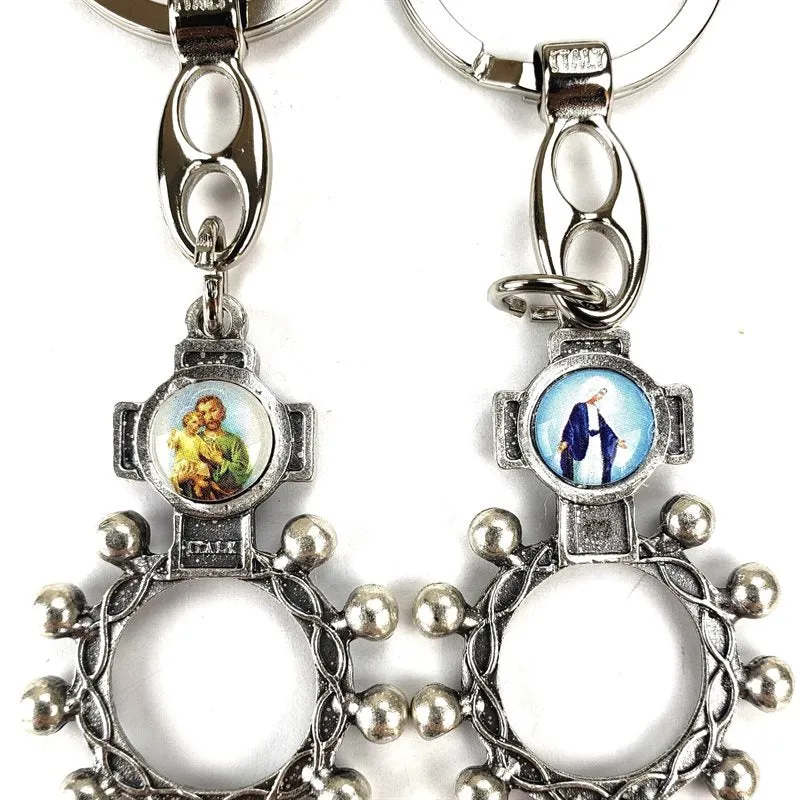 St. Joseph and Mary Decade Rosary Keychain