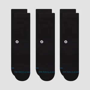 Stance Icon Crew Socks 3 Pack Stealth Black/Black