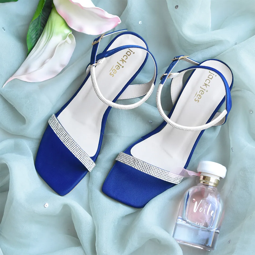 Starry Square-Toe heels blue