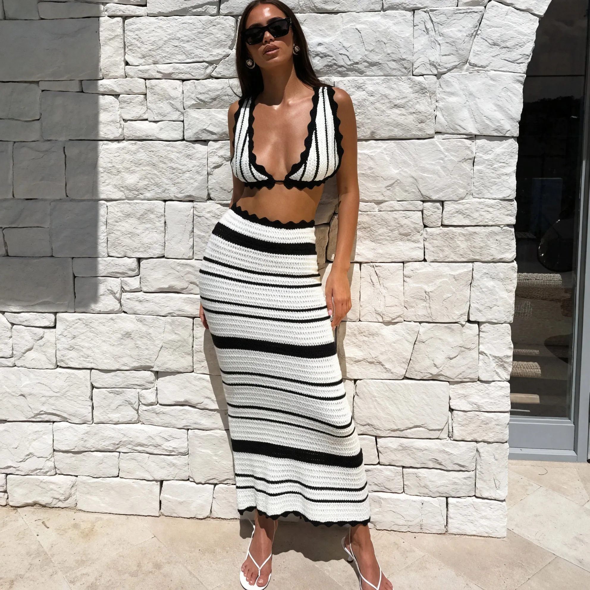 Striped Knit Two-Piece Set
