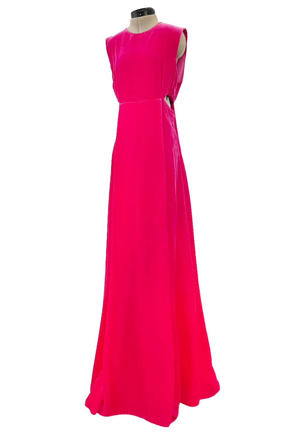 Sublime Resort 2018 Valentino by Pierpaolo Piccioli Brilliant Pink Velvet Dress w Side Cut Outs