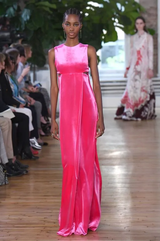 Sublime Resort 2018 Valentino by Pierpaolo Piccioli Brilliant Pink Velvet Dress w Side Cut Outs