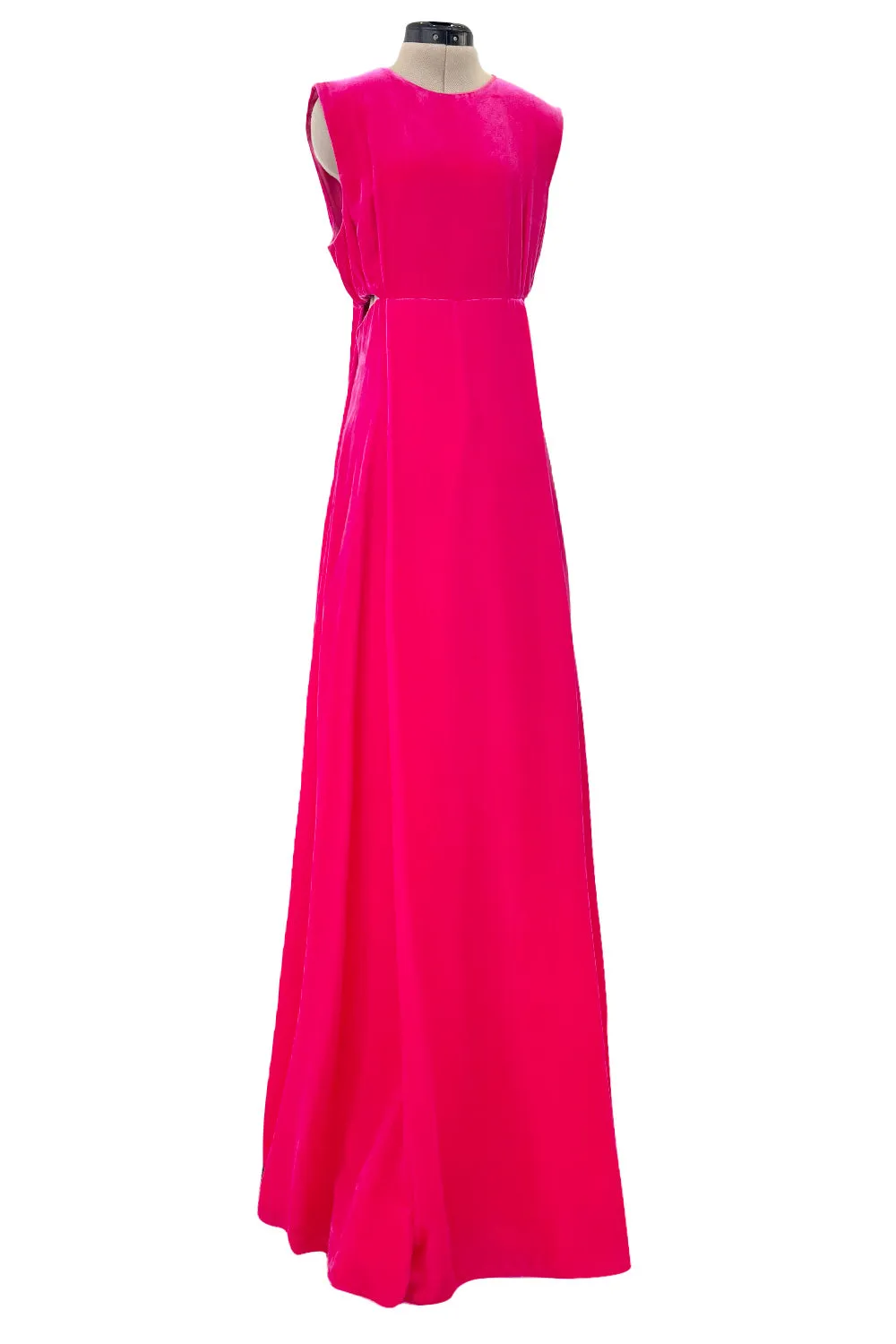 Sublime Resort 2018 Valentino by Pierpaolo Piccioli Brilliant Pink Velvet Dress w Side Cut Outs