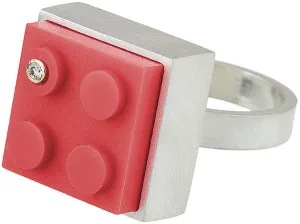 Tall Brick Ring with Diamond