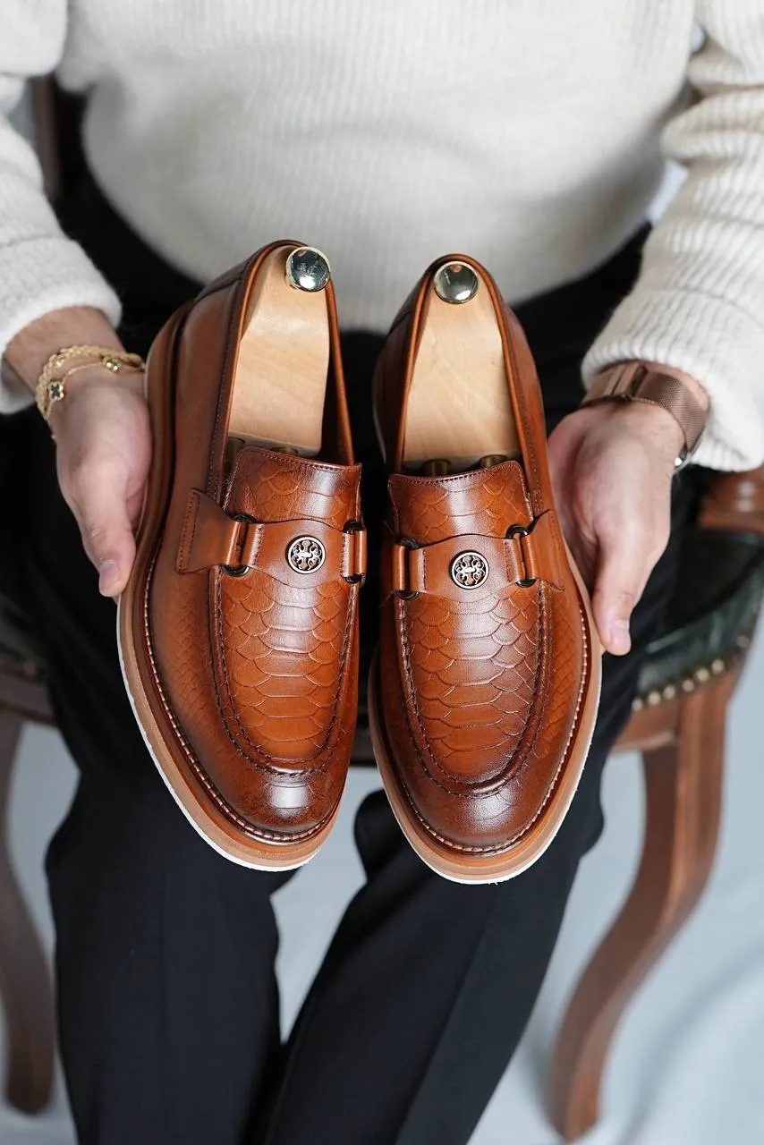 Tan Shaded Buckle Loafers