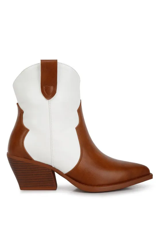 Tan/White Two-Tone Side Zip Wales Bootie