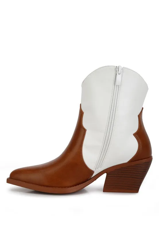 Tan/White Two-Tone Side Zip Wales Bootie