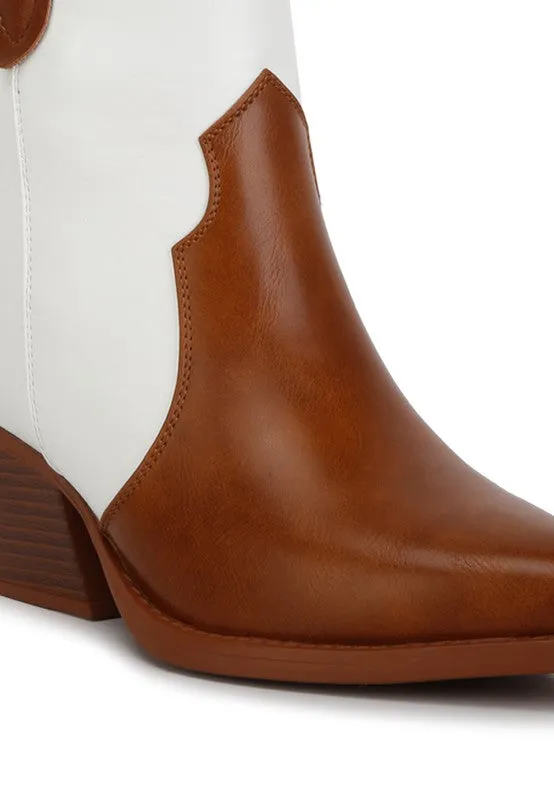 Tan/White Two-Tone Side Zip Wales Bootie