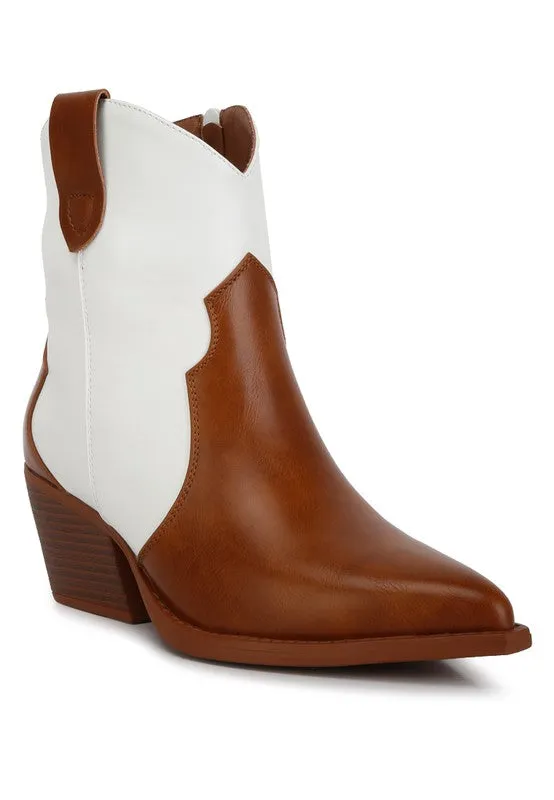 Tan/White Two-Tone Side Zip Wales Bootie