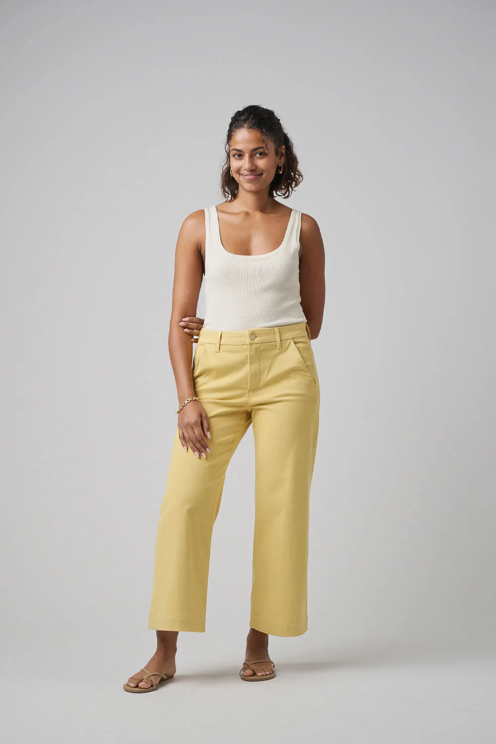 The Malibu Wide Chino Cropped  |  Marigold