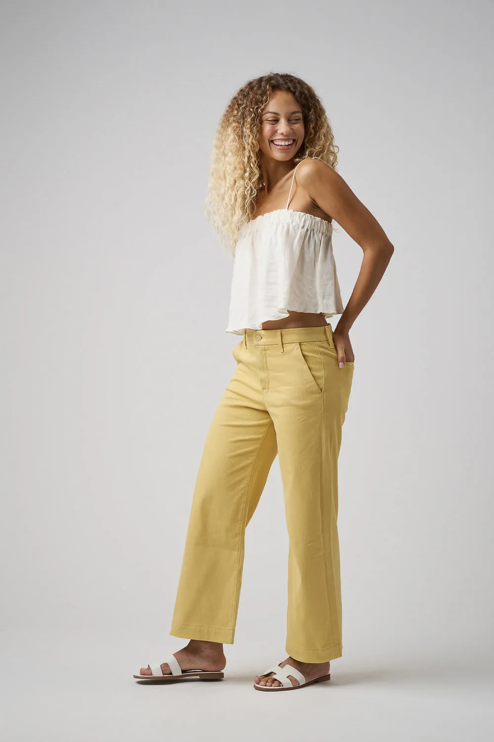 The Malibu Wide Chino Cropped  |  Marigold