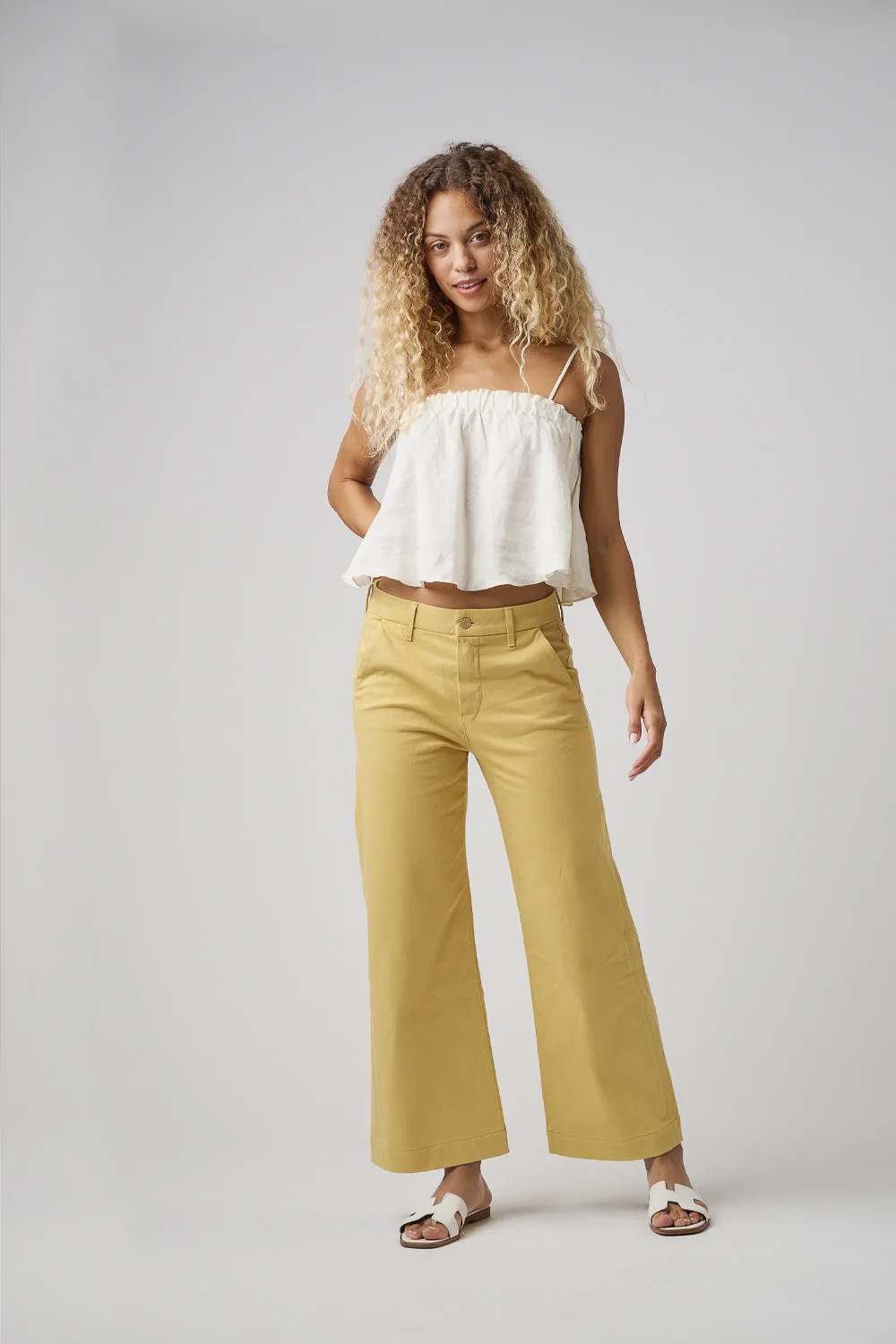 The Malibu Wide Chino Cropped  |  Marigold